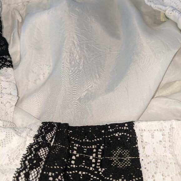 Tumbleweeds 70's VTG Maxi Skirt White Black Lace Black Velvet Hem Boho Western - Picture 6 of 11